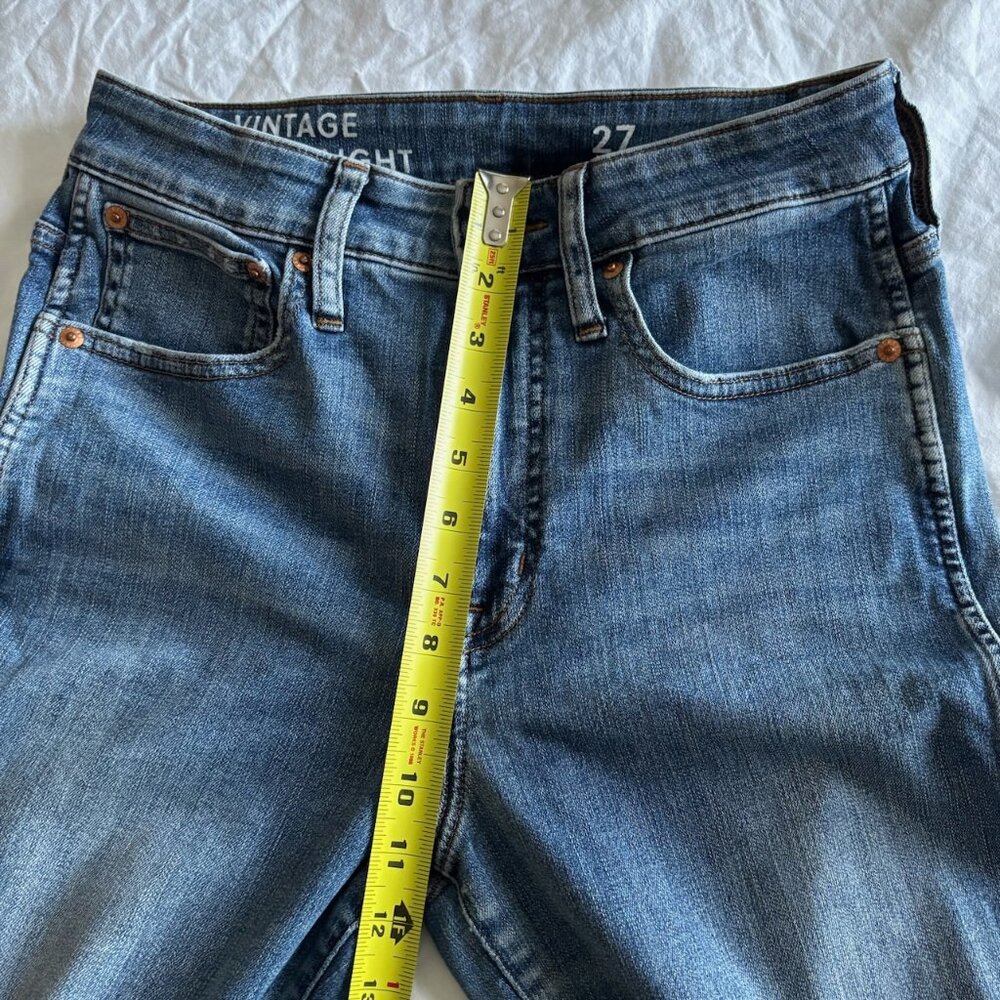 J Crew Curvy Vintage Slim Straight Jean in Medium Light Blue Warm Surf Size 27 - Picture 10 of 11